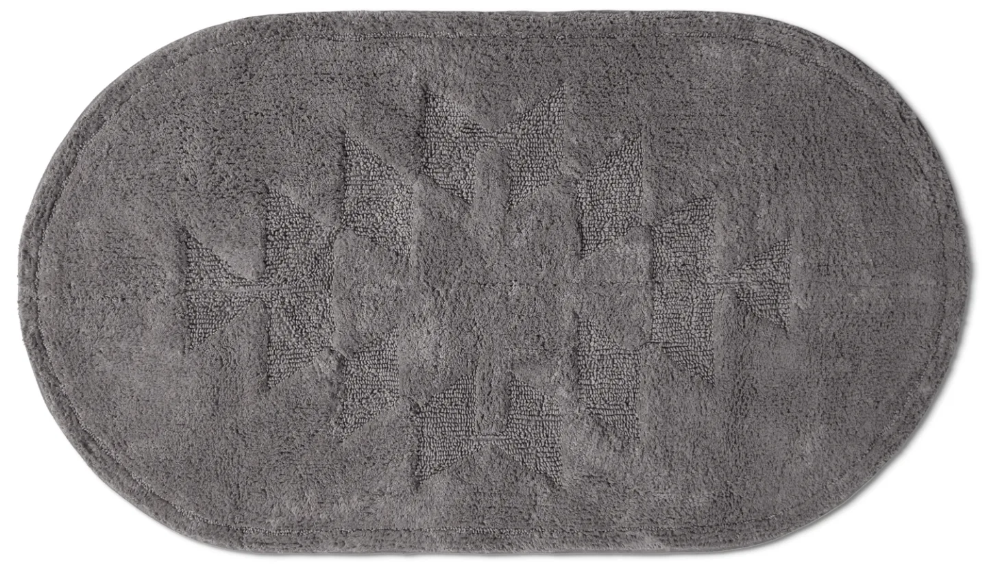 Oval baderomsmatte - Gertie (mørkegrå) (Størrelse: 80 x 140 cm)
