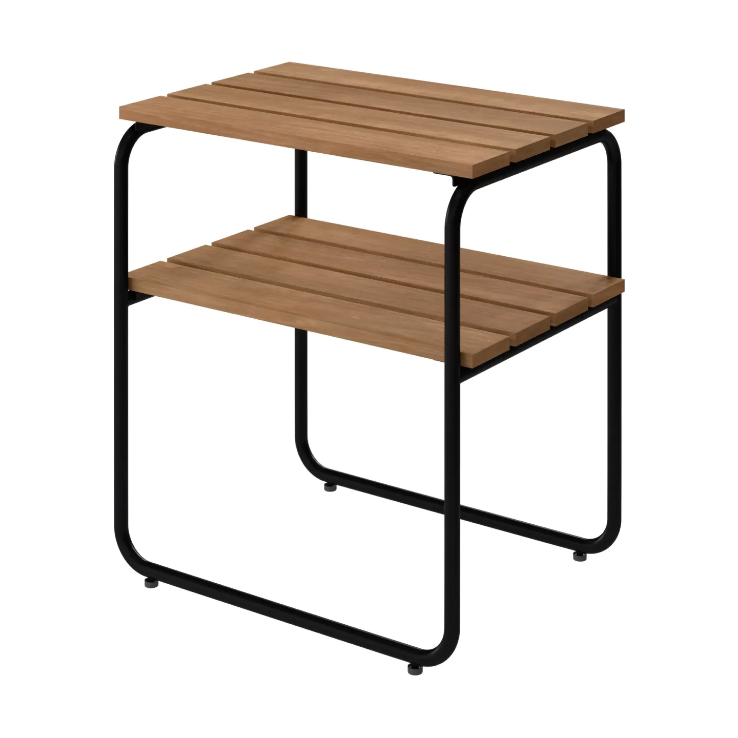 Grythyttan Stålmöbler L45 Beistelltisch Teak-schwarz Stahlgestell, 45x32 cm