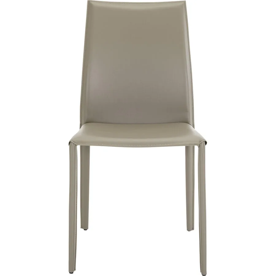 Stuhl Nihan Beige/Grau Recyceltes Leder/Metall