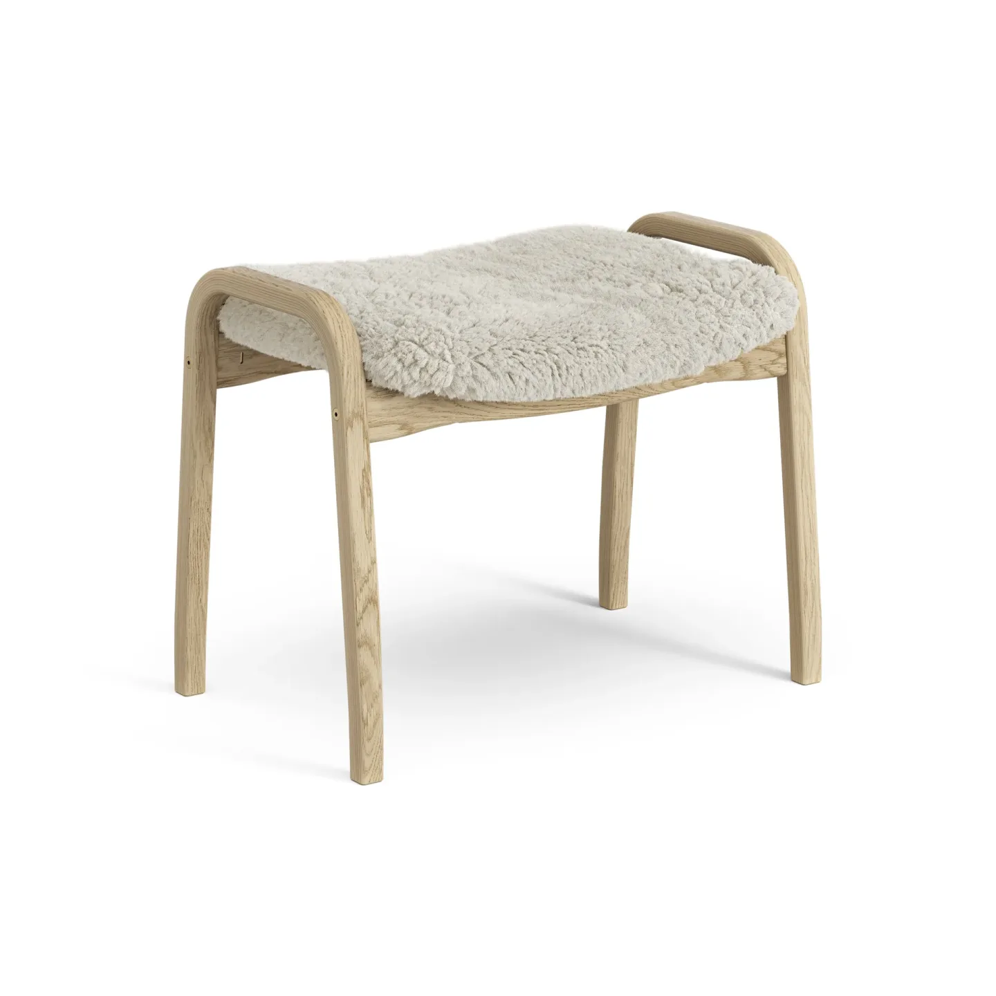 Swedese Lamini fotpall till barn lackad ek/fårskinn Moonlight (beige)