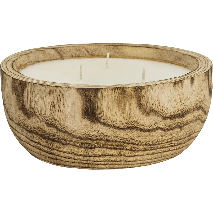 Kerze Natural weiss/braun H 10.5 cm D 28.5 cm 35 hr - Material: Holz/Waschs