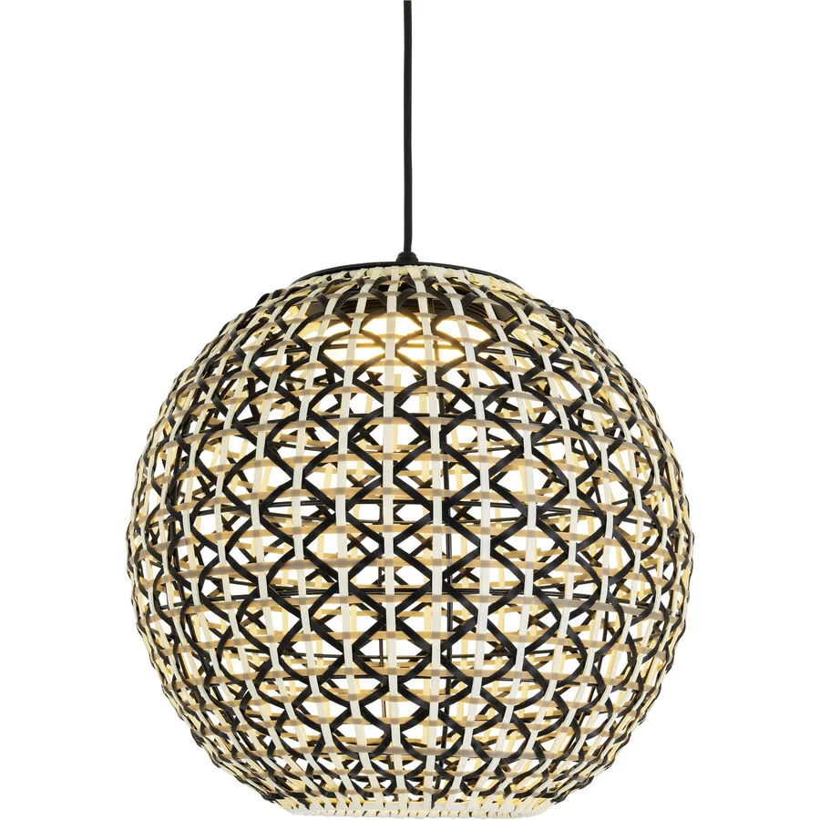 Pendellampe Eliana Schwarz/Weiss Kunststoff/Metall 60 cm 190 cm - Farbe: natur/schwarz - LED - Lichtfarbe: Extra warmweiss - Material: