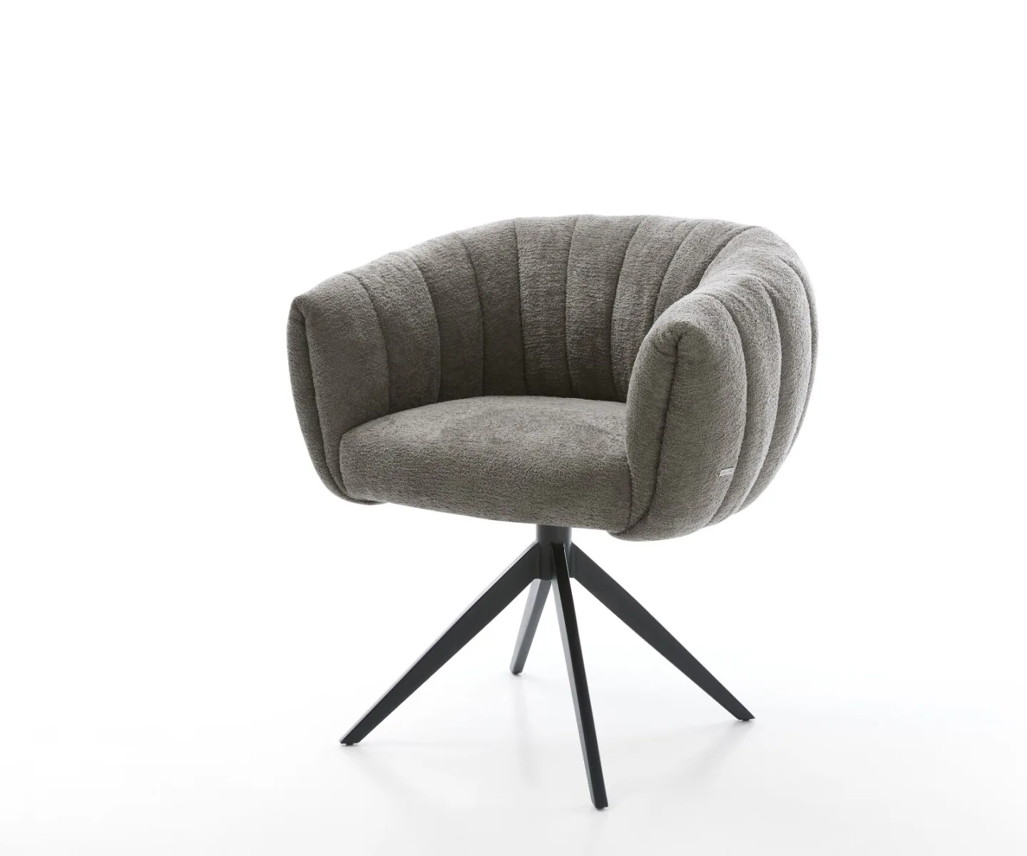 Drehstuhl Jada-Flex Bouclé Soft Schlamm Kreuzgestell breit Schwarz 360° drehbar Wippfunktion Taschenfederkern