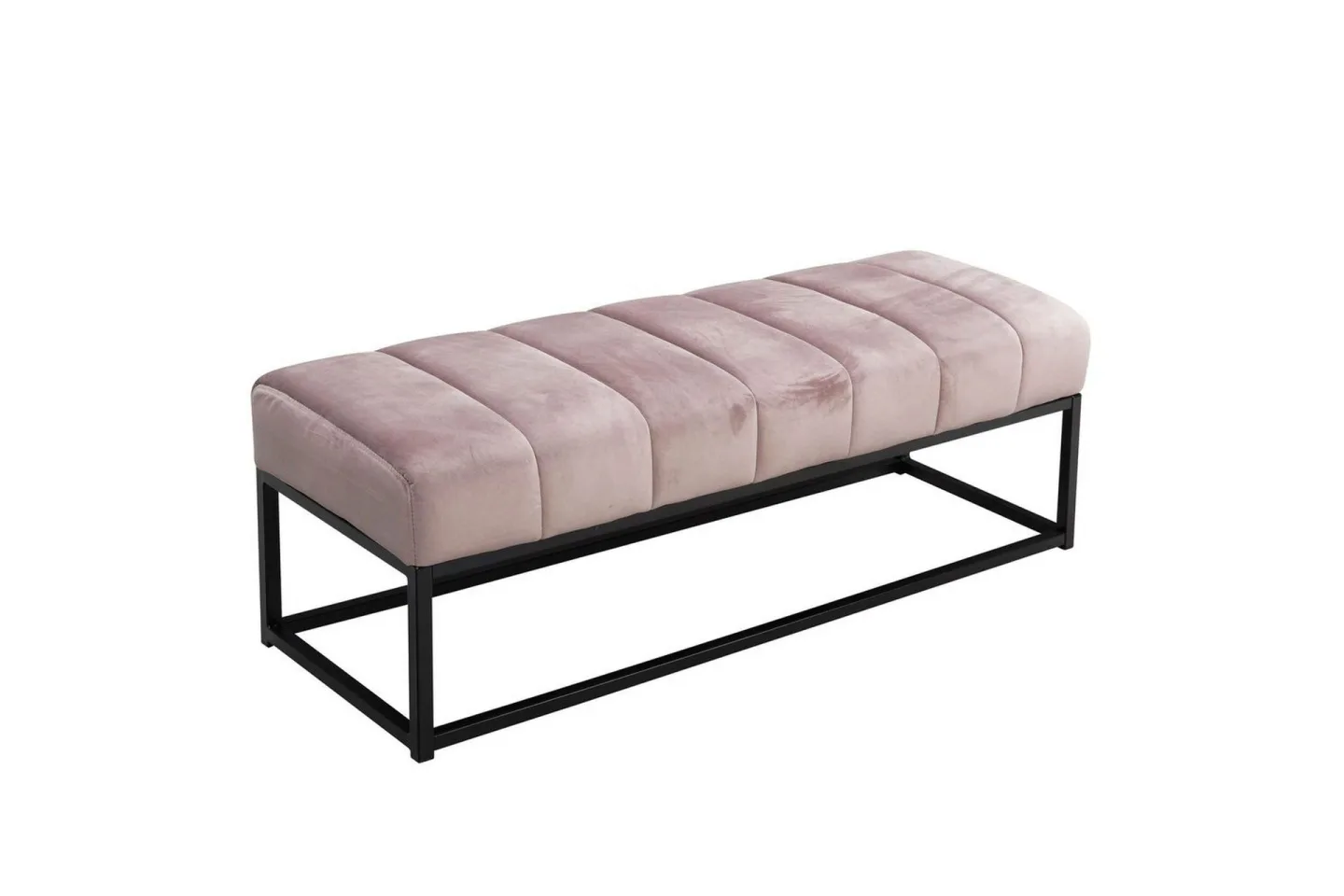 Bänk Wohnling sammet klädd modern vadderad elegant metallram Rosa - Rosa