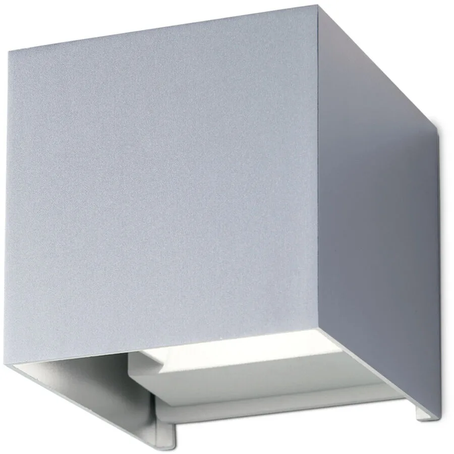 Wandlampe aussen Cube Silber Aluminium 10 cm 10 cm - Farbe: Aluminium matt - Material: Aluguss - Lichtfarbe: Warmweiss