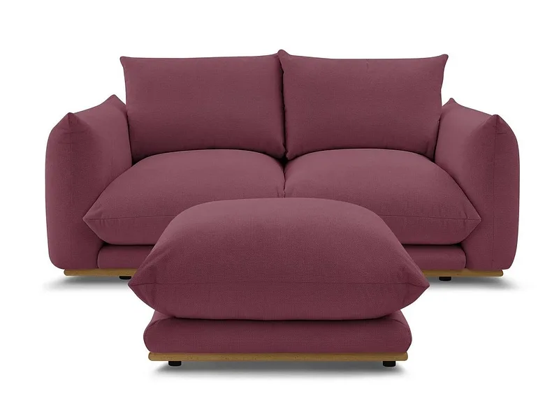 2er Sofa mit Hocker BOBOCHIC ERNEST Stoff rot