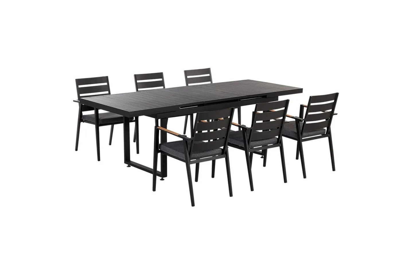 Matsalsset Valcanetto/Taviano Svart/grått/ljust trä, 6-Sits - Svart/grått/ljust trä, 6-Sits