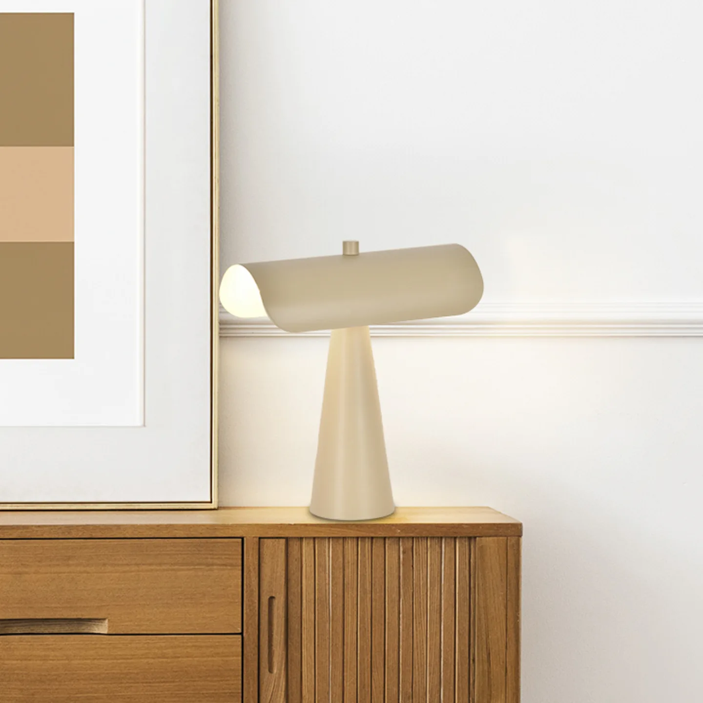 Billie Tischleuchte elfenbeinfarben matt Höhe 30 cm - Corep SAS - Wohnzimmer - Modern - Metall - Mit Schirm