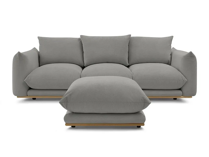 3er Sofa mit Hocker BOBOCHIC ERNEST Stoff dunkelgrau