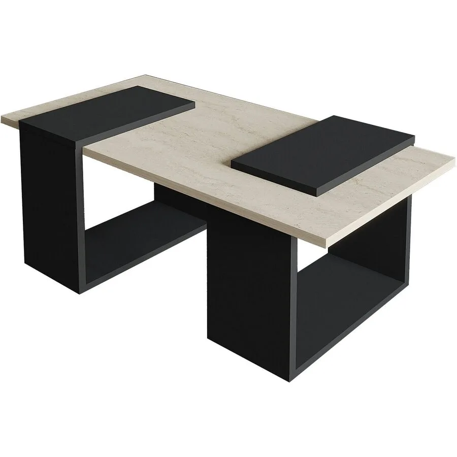 Salontisch Georis Travertin, Anthrazit 100% Melaminbeschichtete Kiefer B 90 cm T 46.6 cm