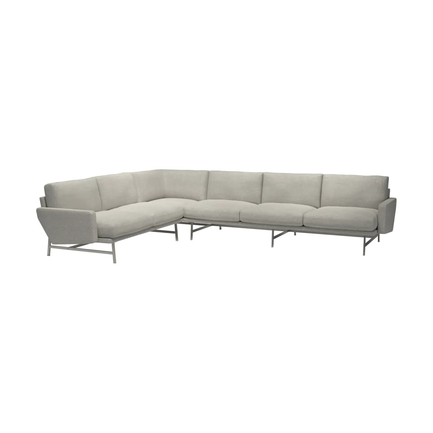 Fritz Hansen Lissoni PL117 L vänsterställd hörnsoffa Clay 012-rostfritt stål