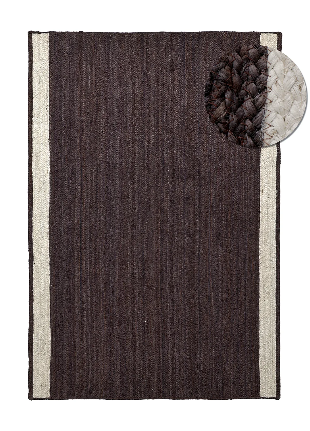 Juteteppe - Senaki (mørk taupe/hvitt) (Størrelse: 240 x 340 cm)