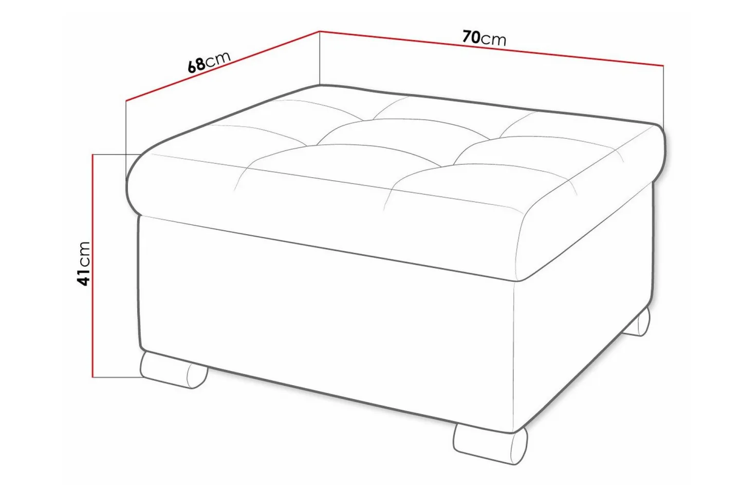 Trefor Fotpall 68 cm - Grå