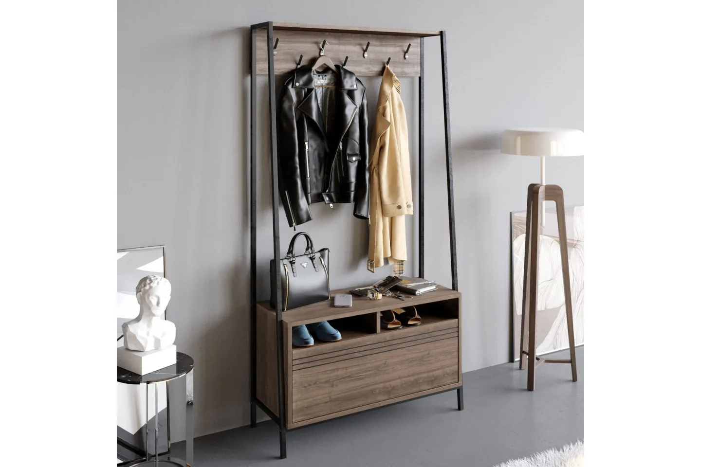 Imoveis Hallmöbelset 30 cm - Mörkbrun/Svart