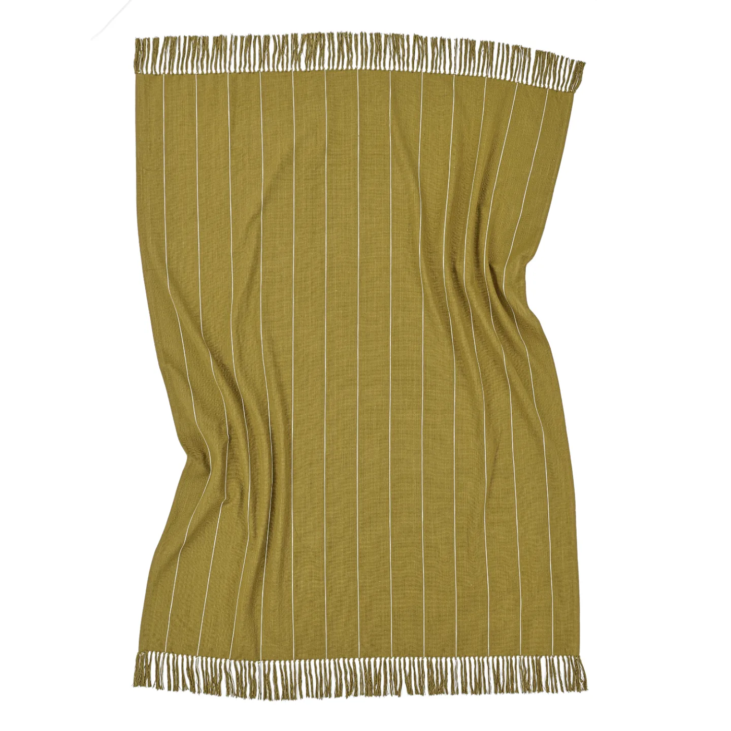 Tepper - Bomullspledd - Martina Stripe (grønn/hvit) (Størrelse: 130 x 170 cm)