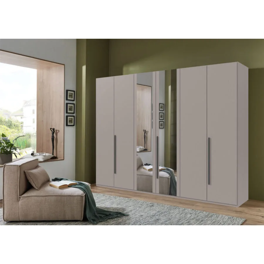 Kleiderschrank Annie Saharagrau - Griffe Grafit Mischholz B 270 cm
