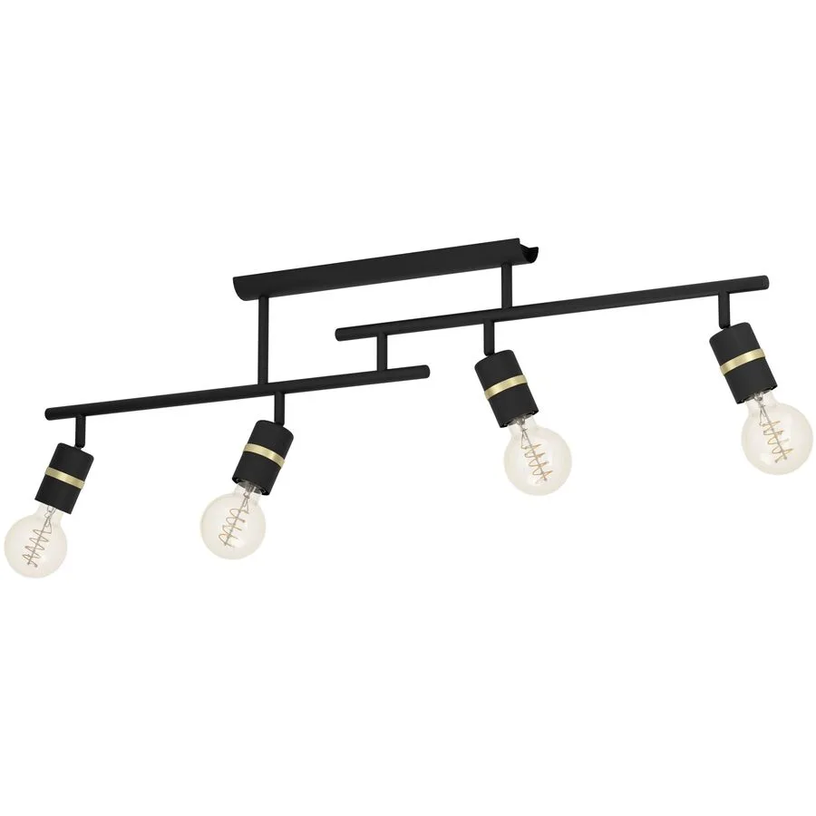 Eglo Deckenlampe Lurone Schwarz Stahl 5 cm 27 cm - Farbe: Schwarz/Messing
