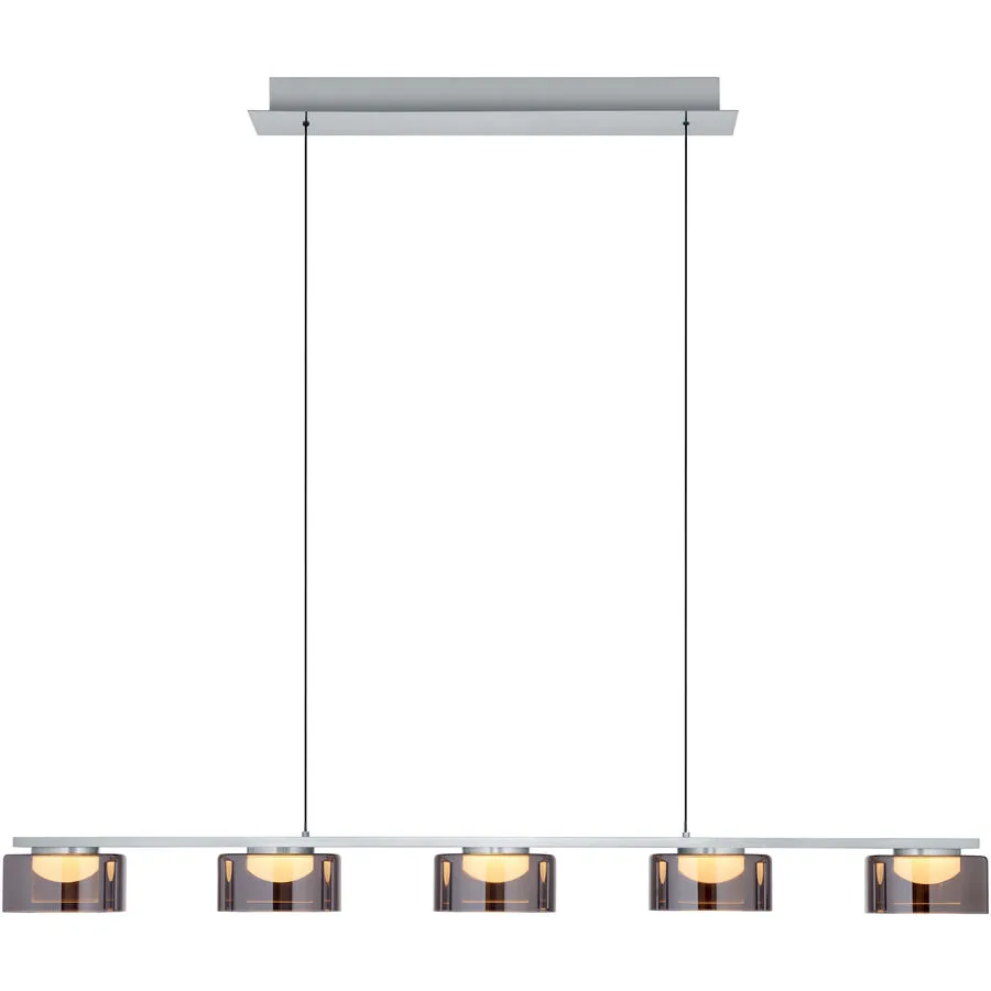 Pendellampe Dune Aluminium/Eisen 119 cm - Farbe: Silver - LED - Lichtfarbe: Warmweiss - LED Energiesparlampen
