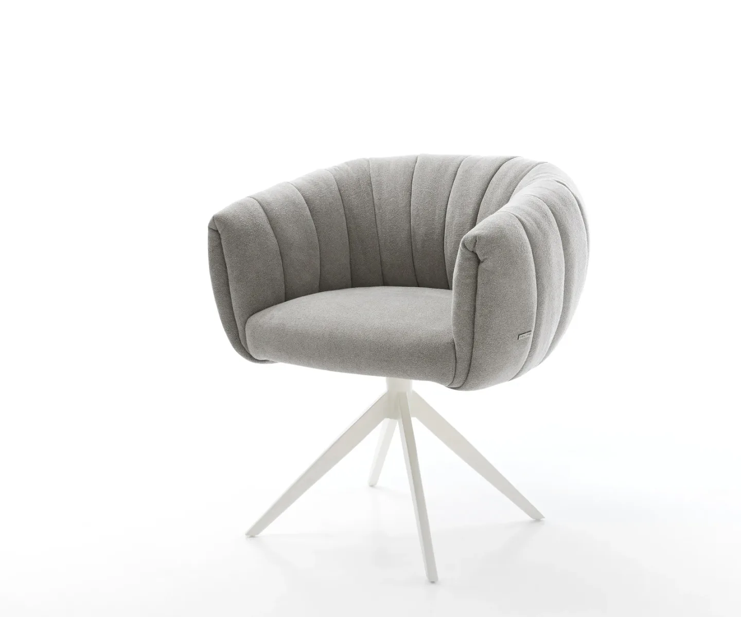 Drehstuhl Jada-Flex Strukturstoff Soft Grau Kreuzgestell breit Weiß 360° drehbar Wippfunktion Taschenfederkern