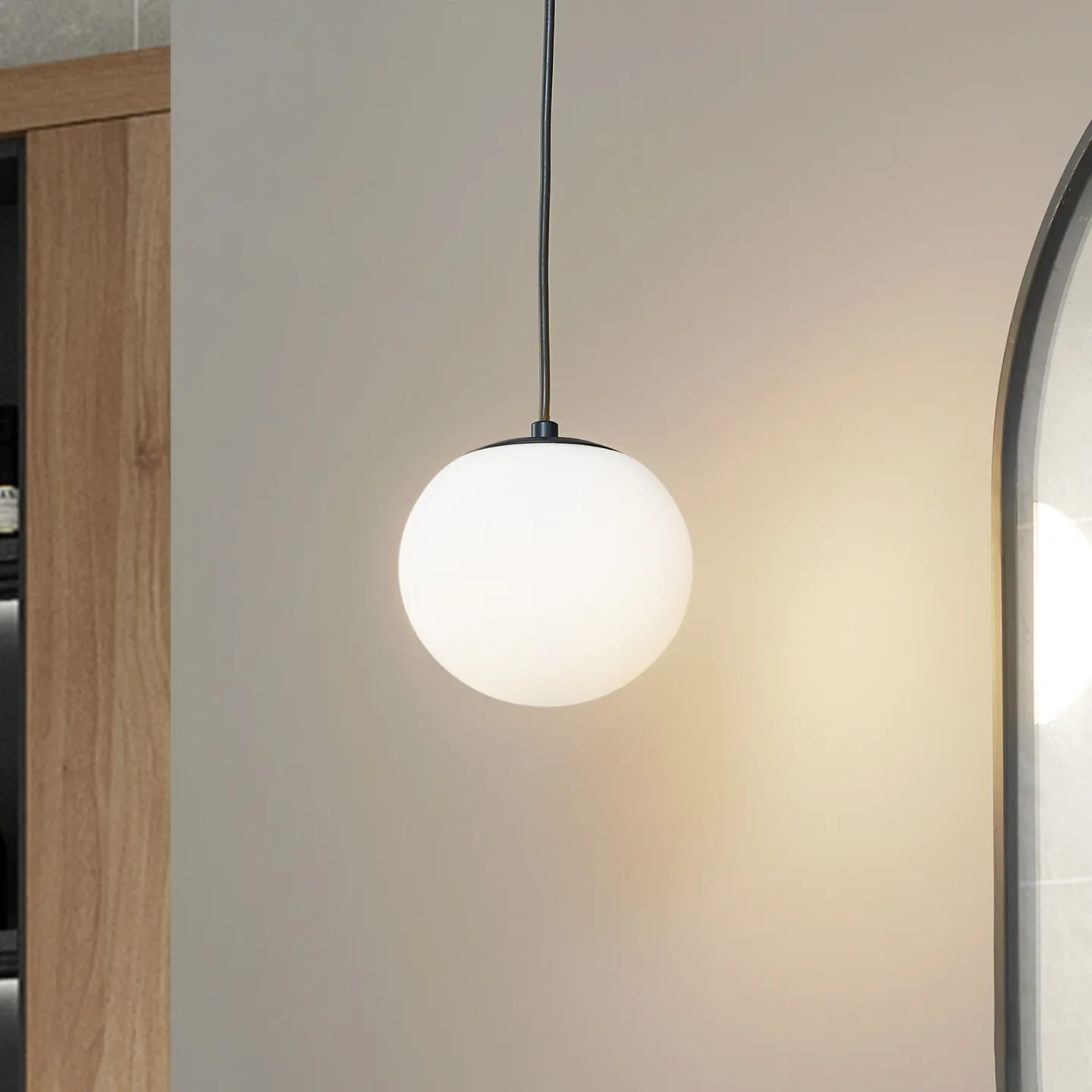 Bidolo Pendelleuchte IP44 Schwarz - Lucande - Badezimmer - Glas - Kugel