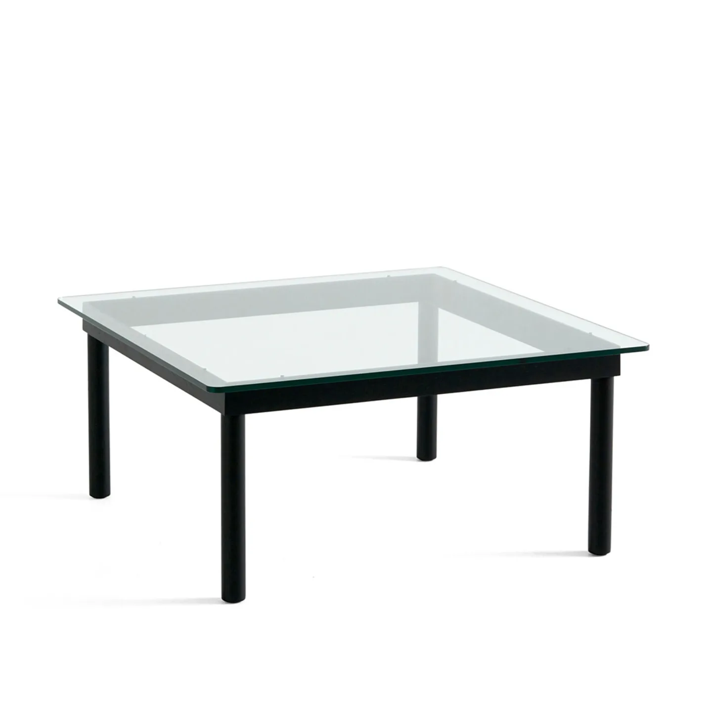 HAY - Kofi Black Water-Based Lacquered Oak Frame W. Clear Glass Tabletop 80X80 - Soffbord - Martin Solem