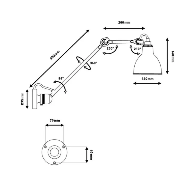 304L40 Wandleuchte Schwarz/Raw Kupfer - Lampe Gras - Wohnzimmer - Design - Metall