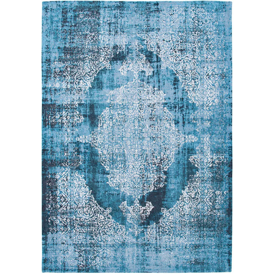 Teppich Kirman Dunkelblau, Hellblau, Weiss Anderes Muster Polyester 280 x 390 cm
