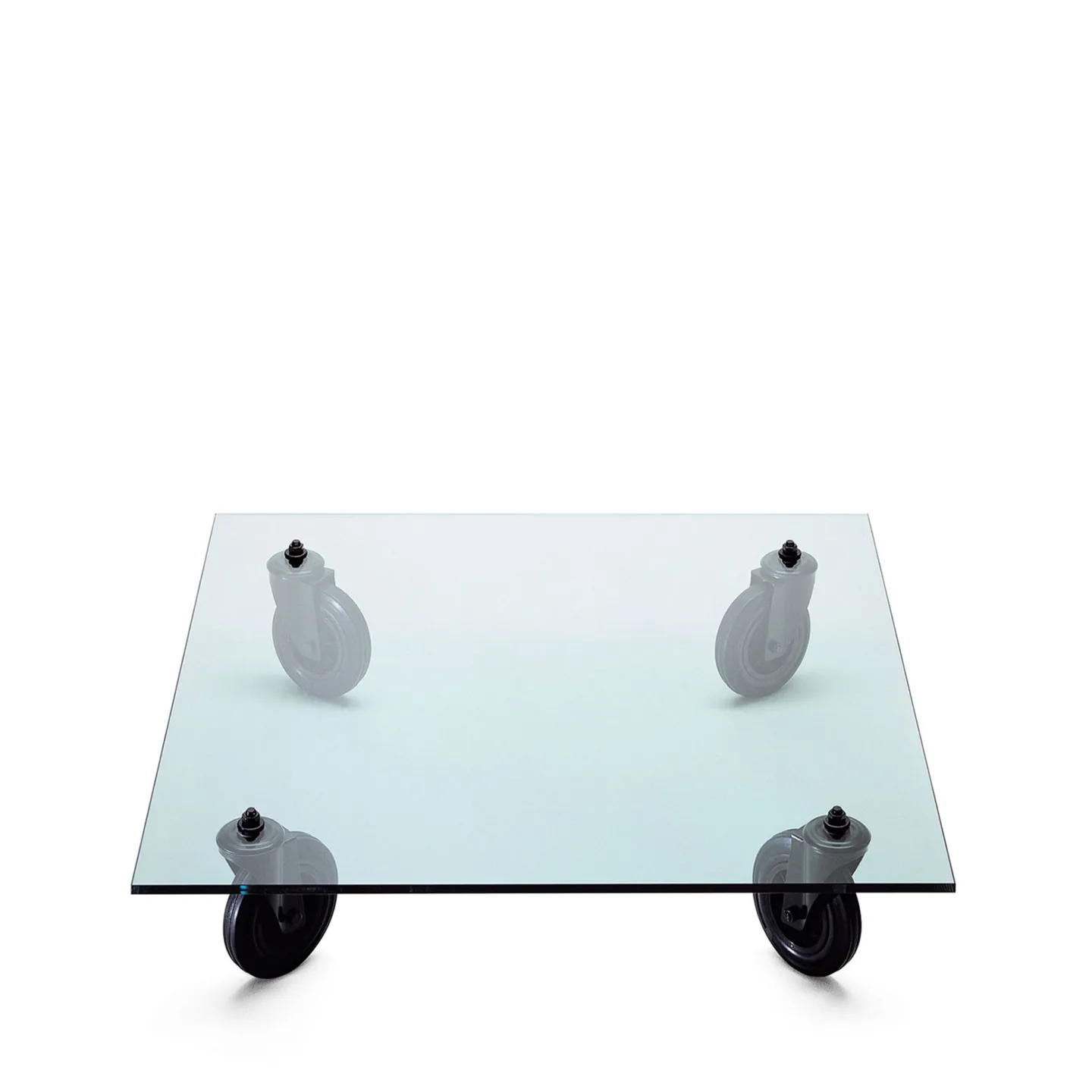 FontanaArte - Tavolo Con Ruote 150 x 150 cm - Soffbord - Gae Aulenti - Transparent - Glas/Plast