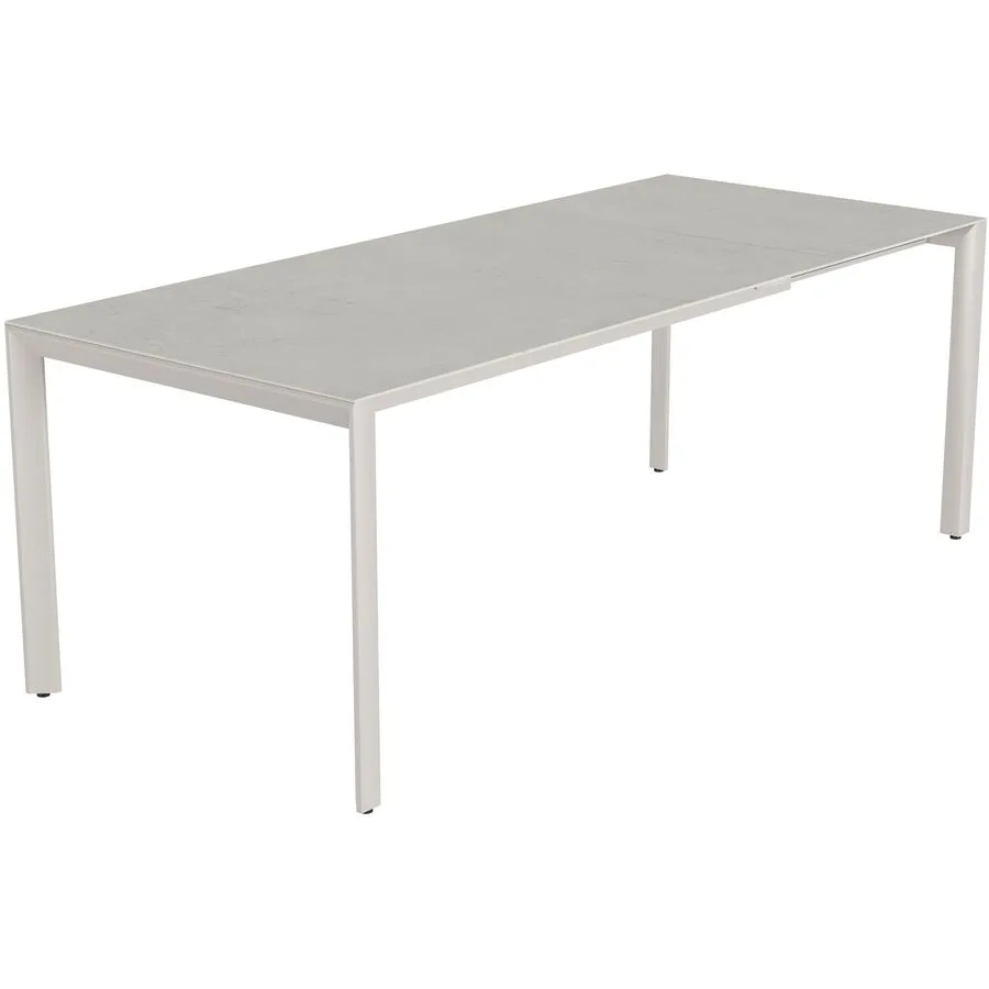 Gartentisch ausziehbar Tropea Greige matt / Lunar Mineralkeramik/Stahl pulverbeschichtet B 140 T 90 cm - Möbel Konfigurator: Traummöbel individuell