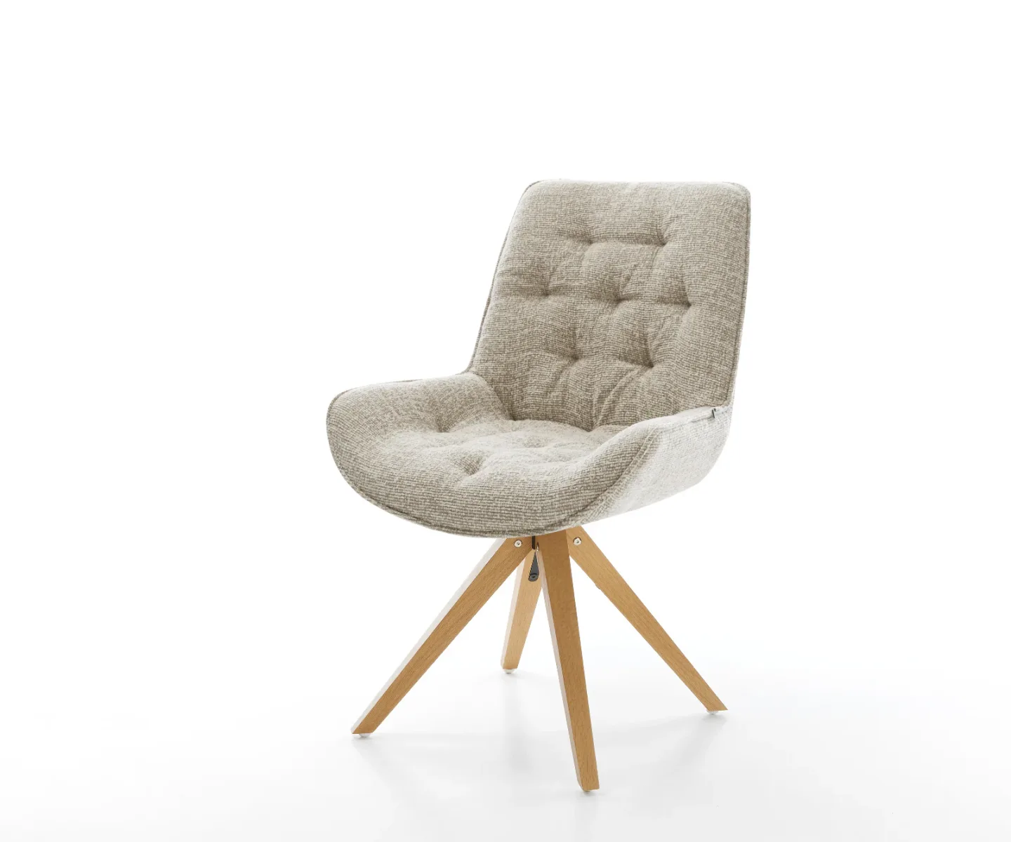 Drehstuhl Taimi-Flex Webstoff Soft Beige Holzgestell kantig Natur 360° drehbar