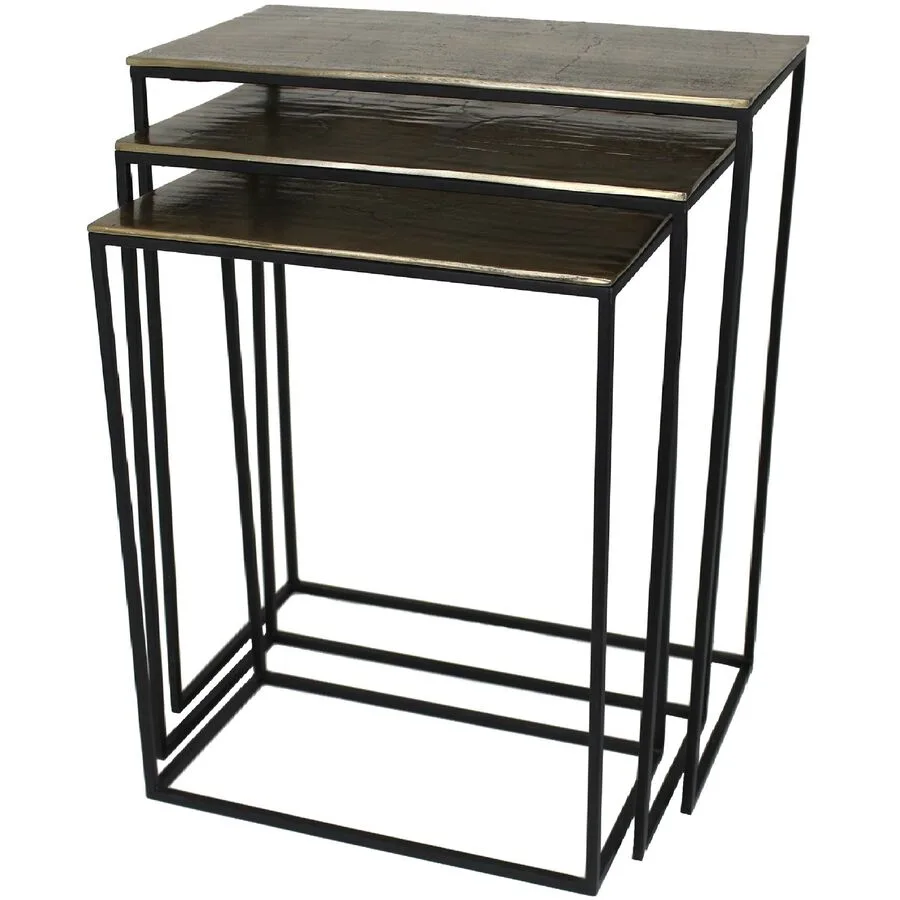 Beistelltisch 3er-Set Mees gold Aluminium B 29 H 66 cm