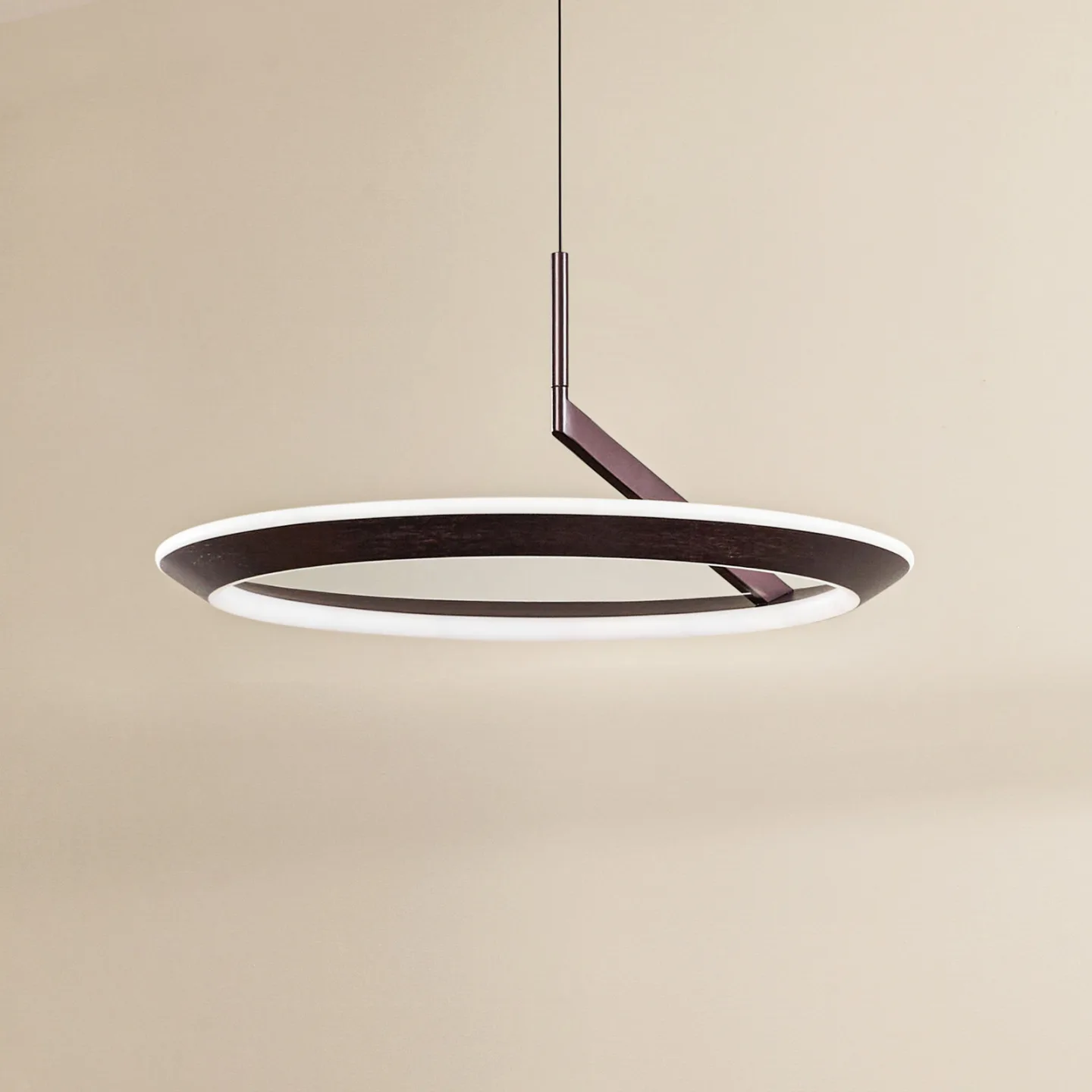 Eldra LED-hængelampe, Ø 55 cm, CCT, kaffebrun - Lucande - Stue - Moderne - Metal - Med én lyskilde