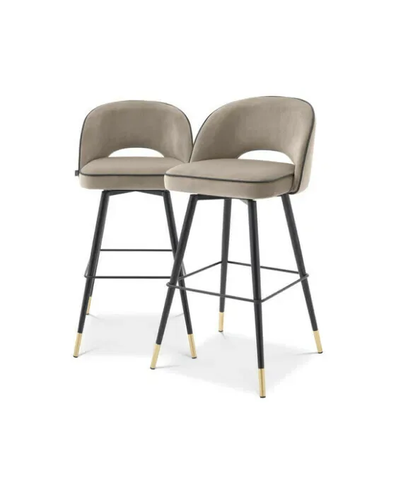 Cliff Bar Stool Savona Greige Velvet Set of 2