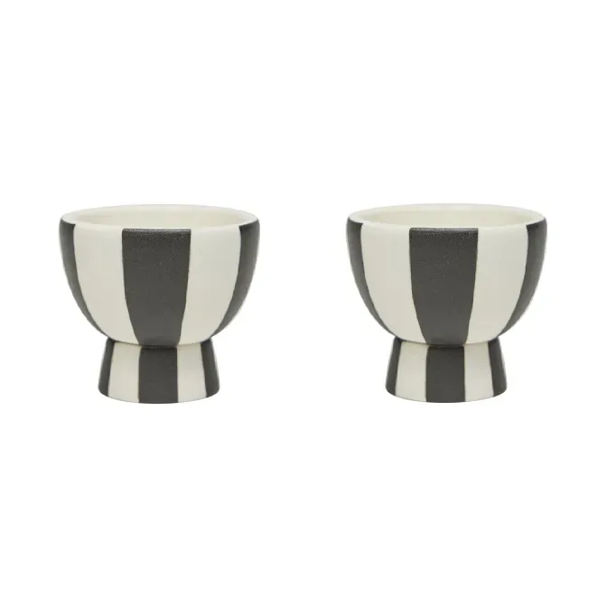 OYOY Toppu Eierbecher 2er-Pack White-black