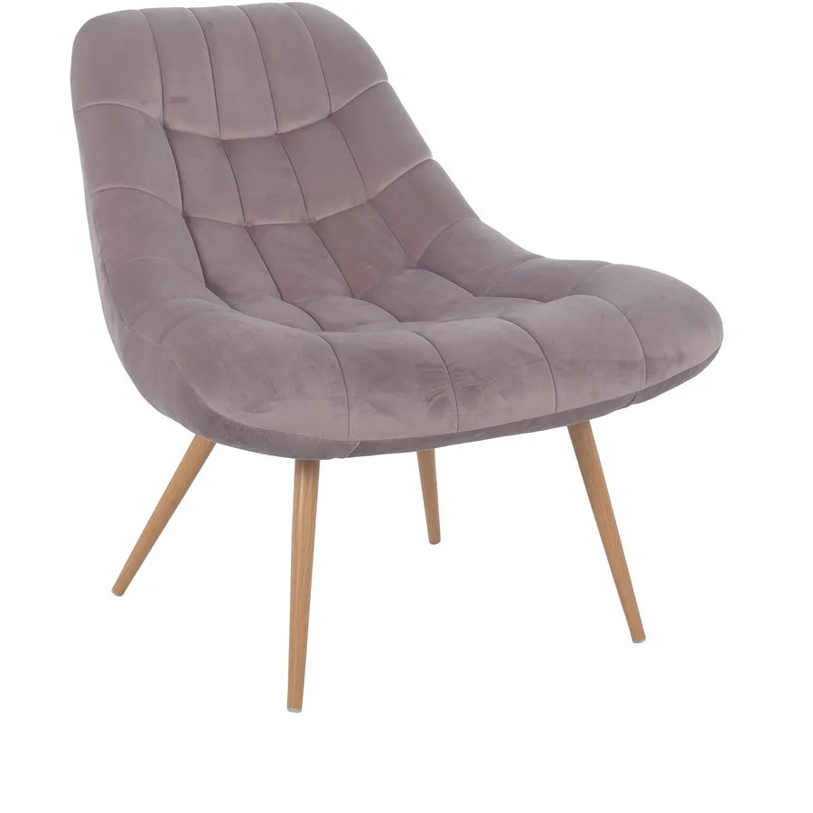 Sessel Bruce Rosa, Beige Samt, Metall B 76 cm T 85.6 cm H 85.6 cm