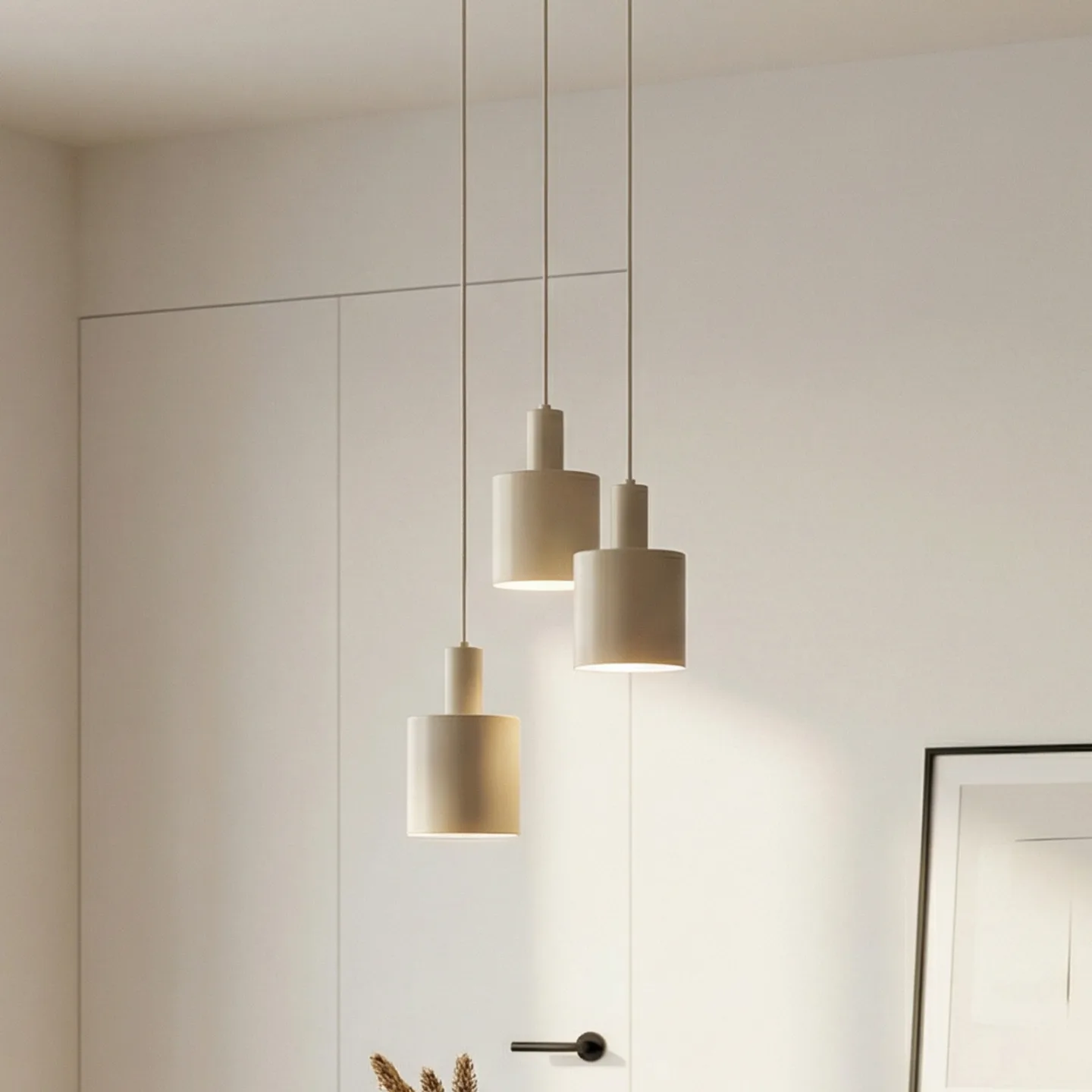 Ovelia 3 Round Pendelleuchte Beige - Lindby - Esszimmer - Modern - Metall - Mehrflammig