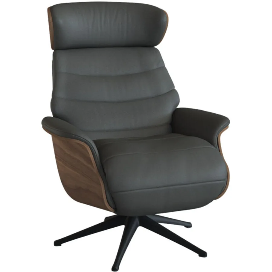 Relaxsessel Cam warmgrau Leder T 88 B 83 H 113 cm