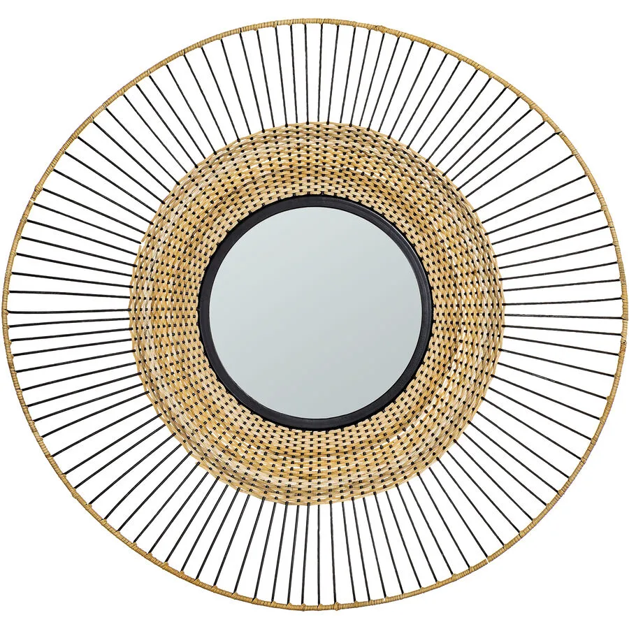 Spiegel Natural hellbraun Eisen/Glas/Schilf Rund B 60 H 60 cm
