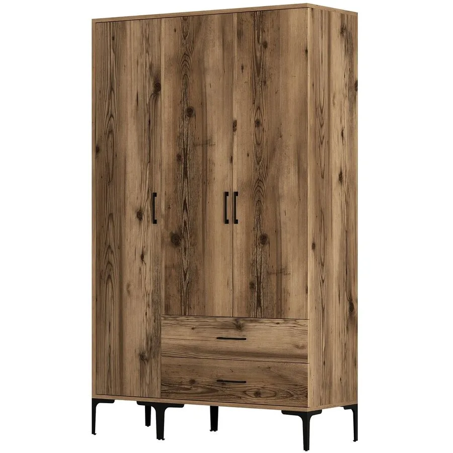 Kleiderschrank Uyumak Walnuss Melamin B 120 cm