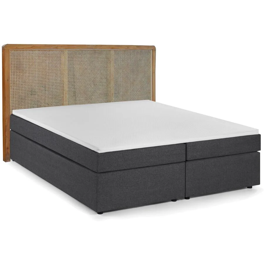 Boxspringbett Dättwil dunkelgrau Stoff 180 x 200 cm
