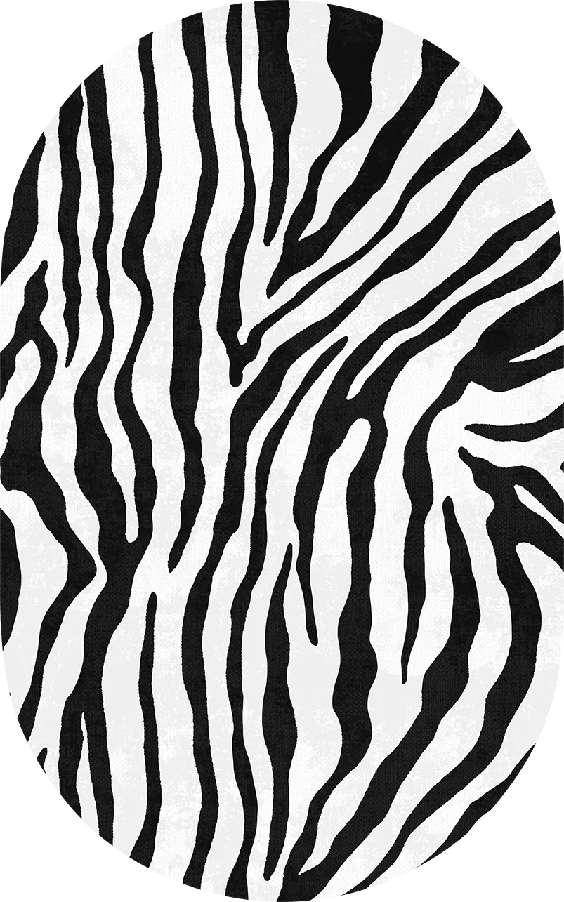 Ovalt teppe - Zebra (svart/hvit) (Størrelse: 160 x 230 cm)