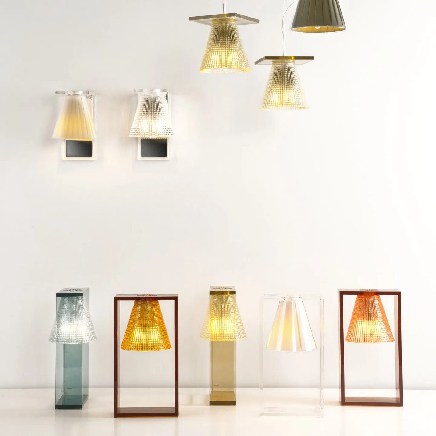 Light Air Tischleuchte Sculped Bernstein - Kartell Light-Air - Wohnzimmer - Design - Kunststoff - Mit Schirm