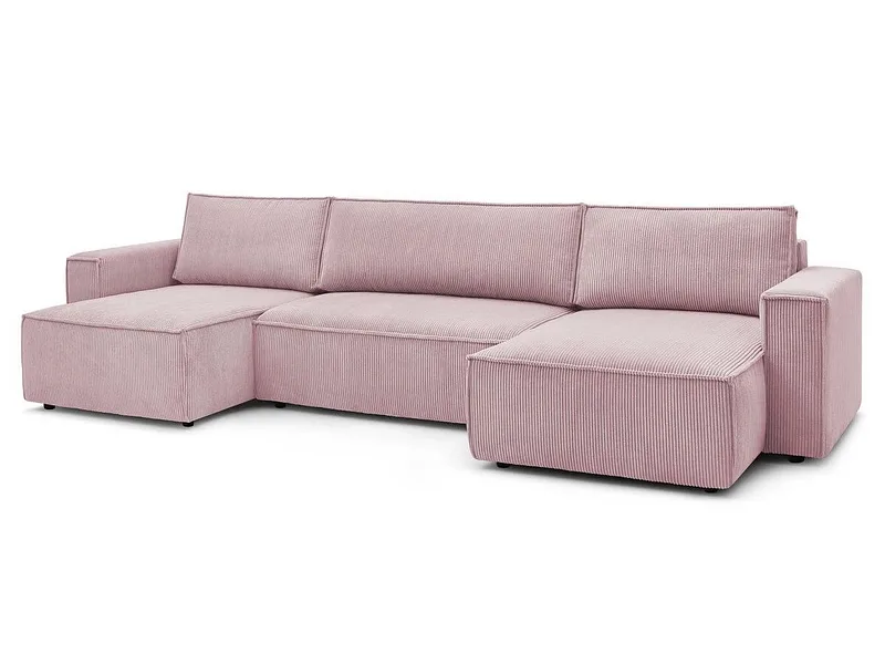 Panorama-Ecksofa mit Hocker BOBOCHIC NIHAD Cord-Stoff violett
