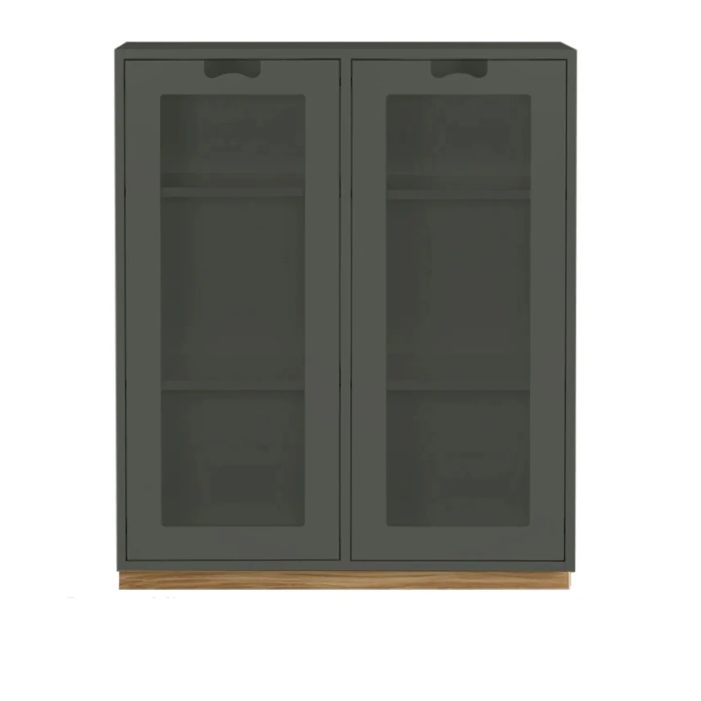 Asplund - Snow Cabinet E D42 Glass Doors - Green Khaki, Ek Sockel - Byråer - Thomas Sandell & Jonas Bohlin - Grön - Trä