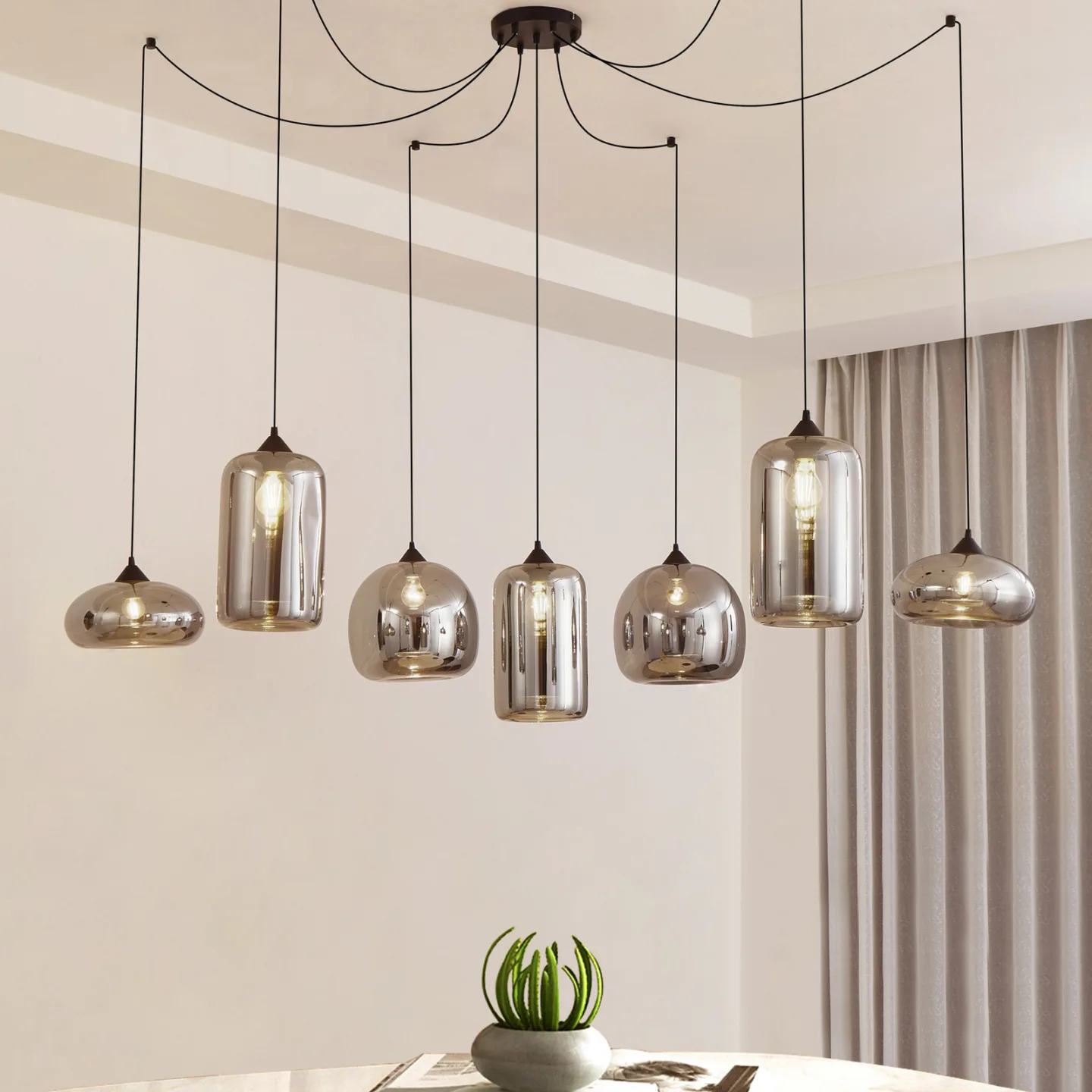 Marla 7 Taklampa Røyk Grå - Lindby - Vardagsrum - Modern - Glas - Med flera ljuskällor