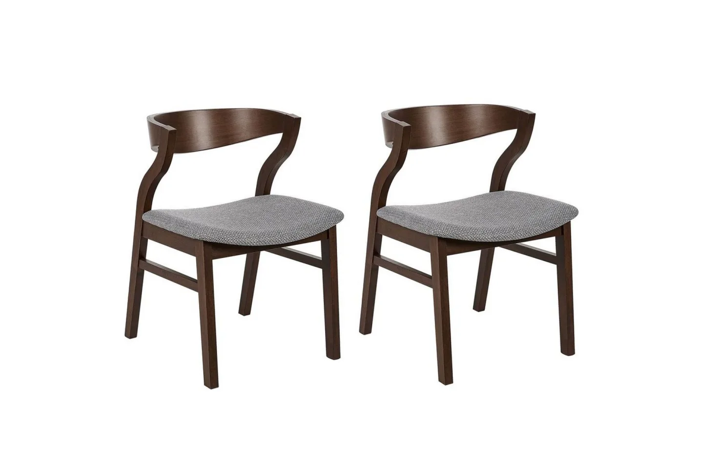Set med 2 matstolar Maroa - Grå, mörkt trä