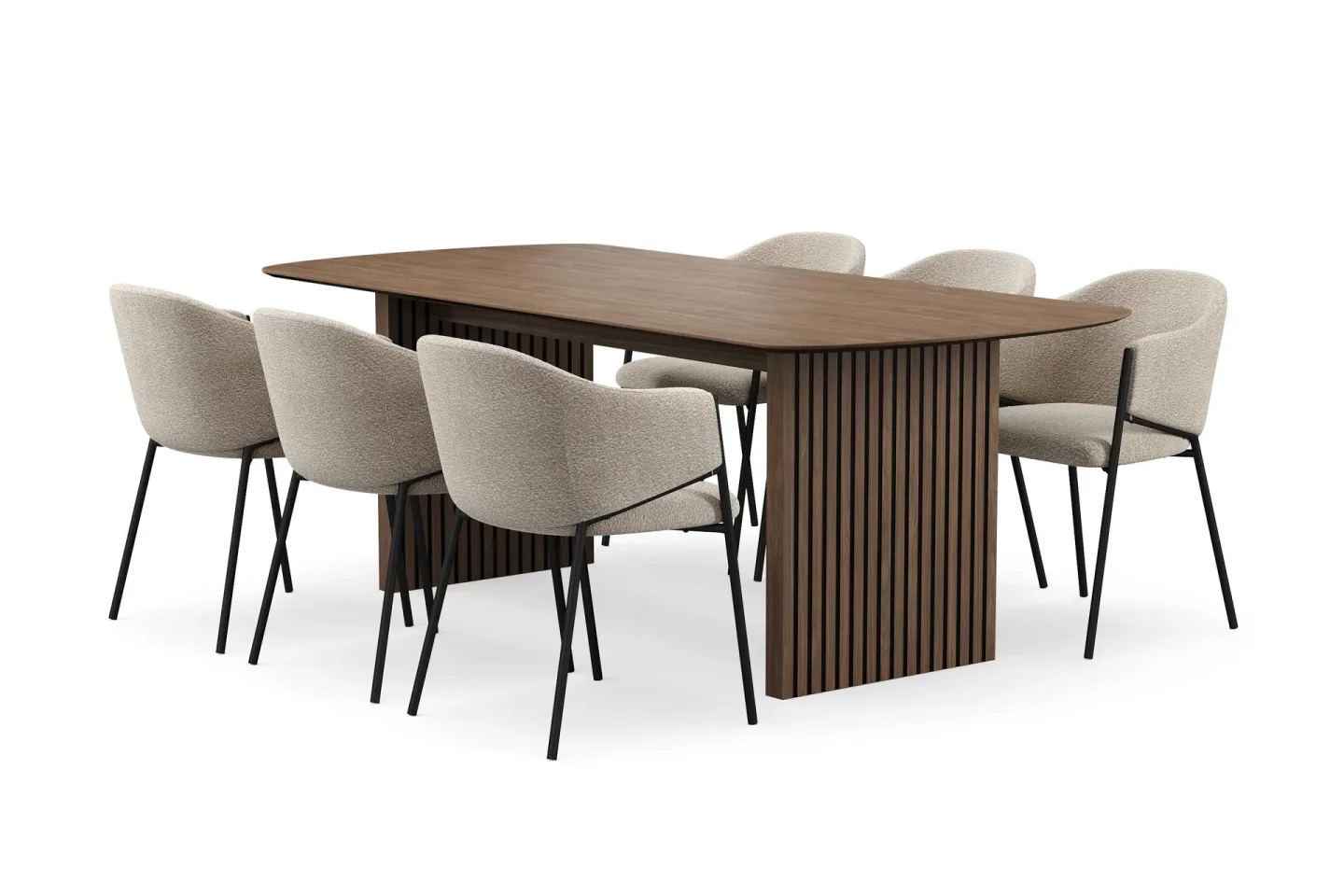 Richeto Matbord 210 cm med 6 Filip Matstolar - Rökt ek / Taupe Bouclé