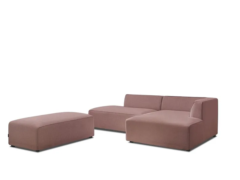 Ecksofa mit Hocker BOBOCHIC MEGEVE Stoff chiniert rosa