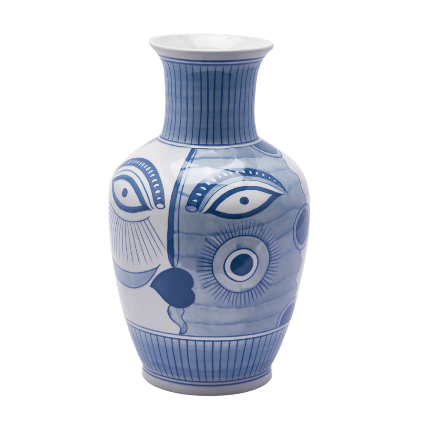 Edg Vase Gesicht Weiss,blau H: 38 cm | Schubiger Möbel