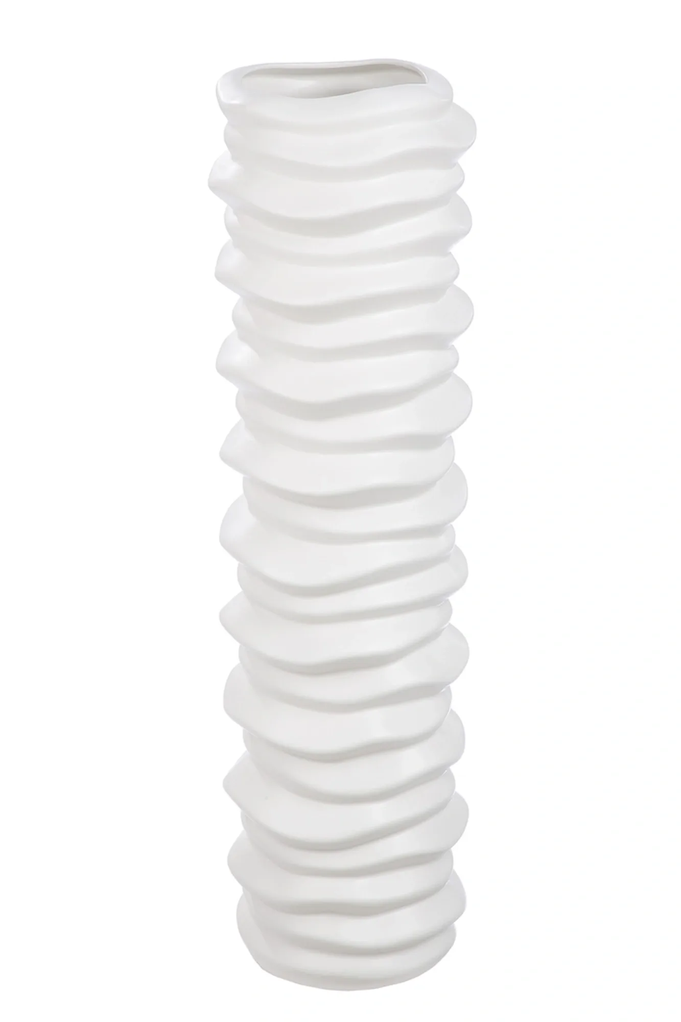 Gilde Vase Rillo Keramik Weiss H: 46 cm | Schubiger Möbel